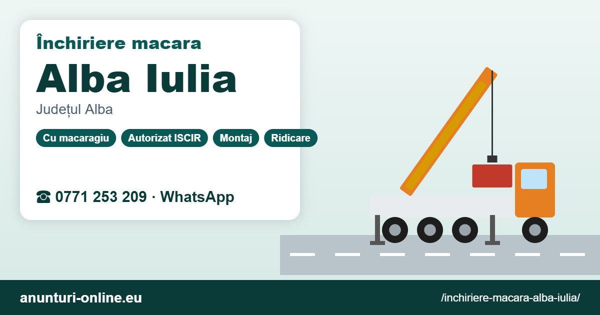 Închiriere macara Alba Iulia – 0771 253 209