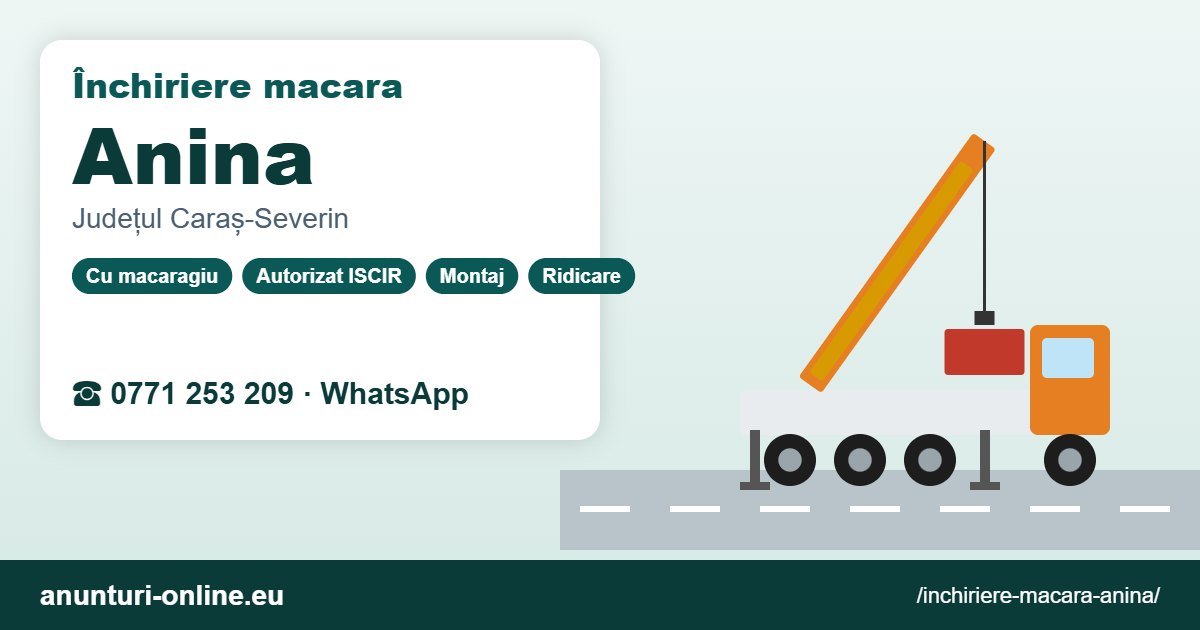 Închiriere macara Anina – 0771 253 209