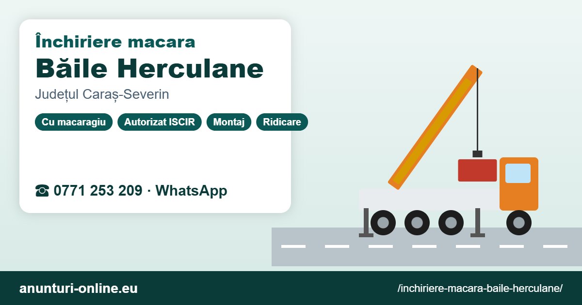 Închiriere macara Băile Herculane – 0771 253 209