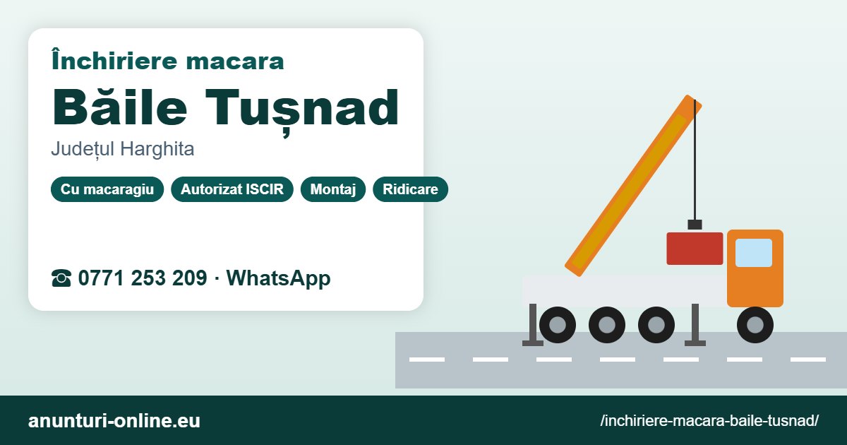 Închiriere macara Băile Tușnad – 0771 253 209