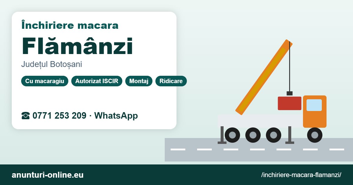 Închiriere macara Flămânzi – 0771 253 209