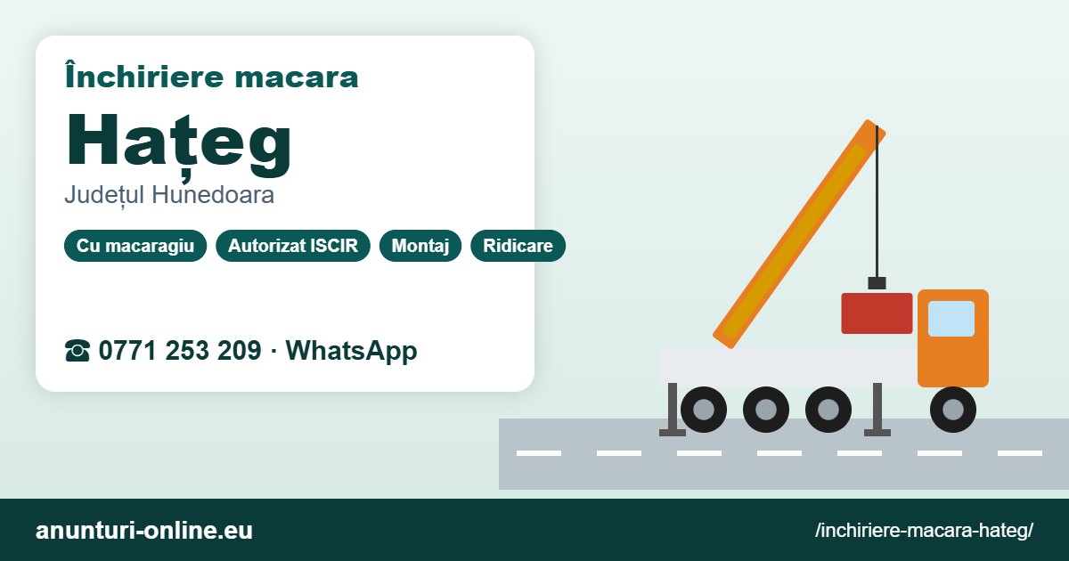 Închiriere macara Hațeg – 0771 253 209