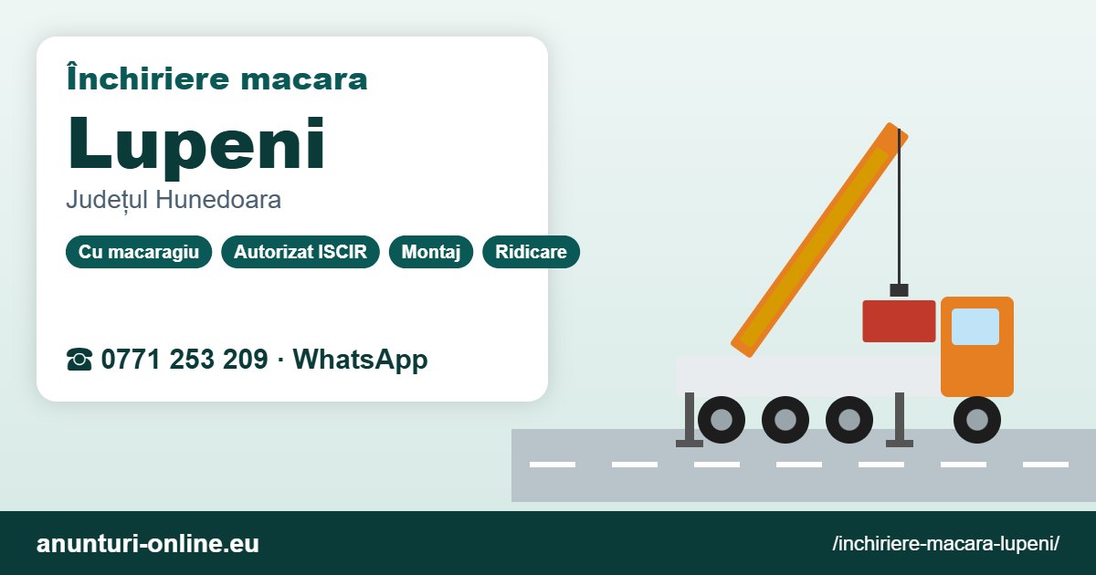 Închiriere macara Lupeni – 0771 253 209