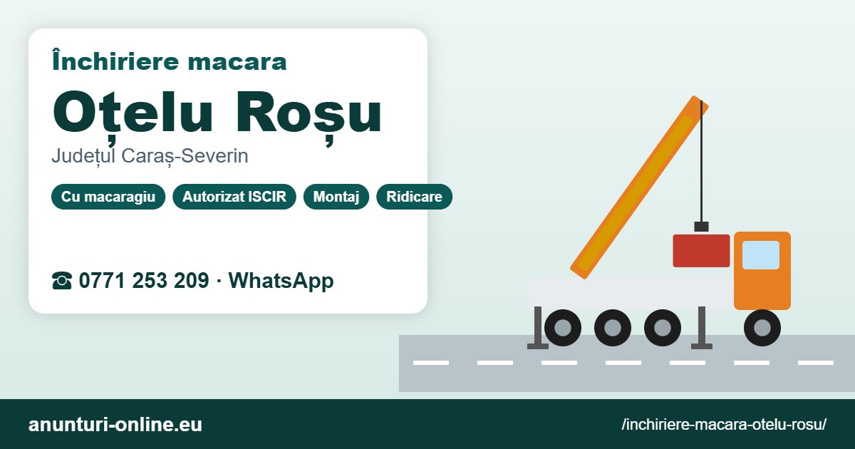 Închiriere macara Oțelu Roșu – 0771 253 209
