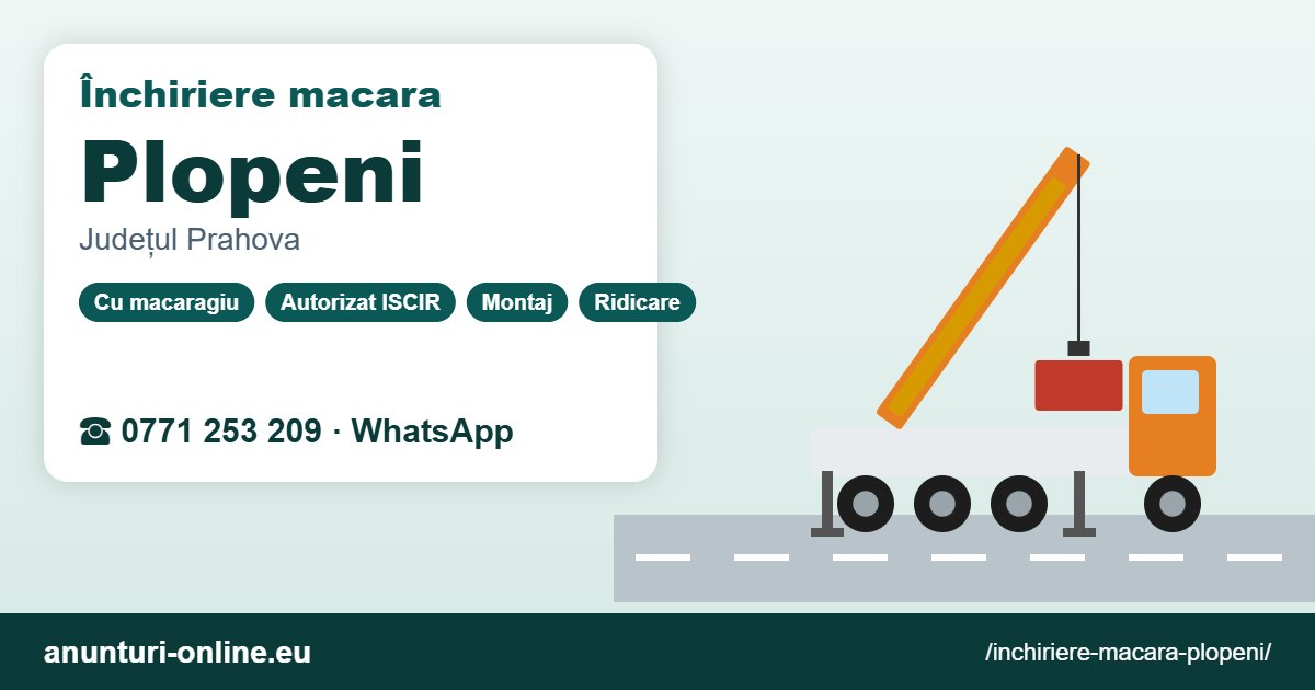 Închiriere macara Plopeni – 0771 253 209