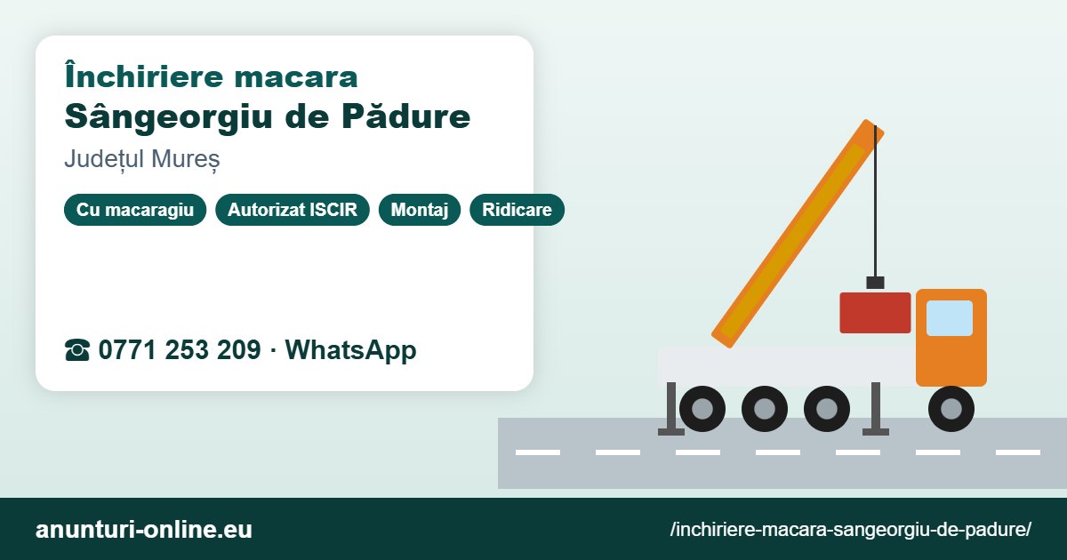 Închiriere macara Sângeorgiu de Pădure – 0771 253 209