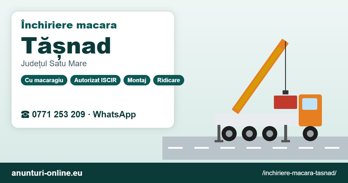 Închiriere macara Tășnad – 0771 253 209