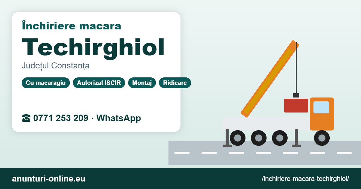 Închiriere macara Techirghiol – 0771 253 209