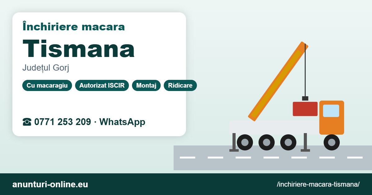 Închiriere macara Tismana – 0771 253 209