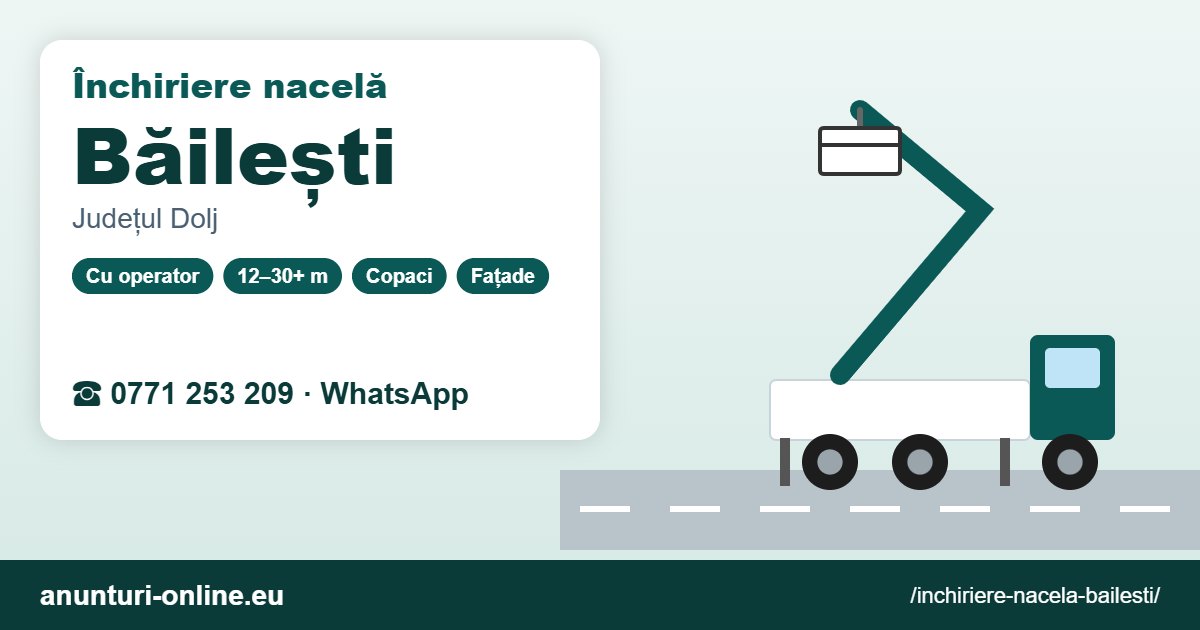 Închiriere nacelă Băilești – 0771 253 209