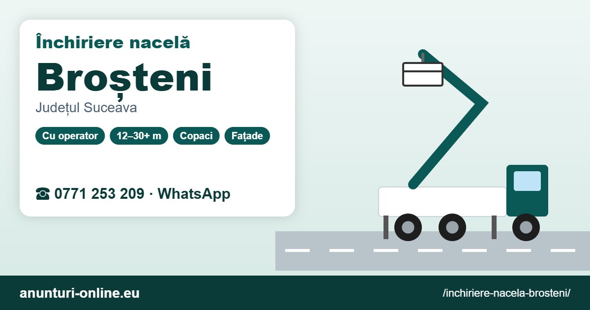 Închiriere nacelă Broșteni – 0771 253 209