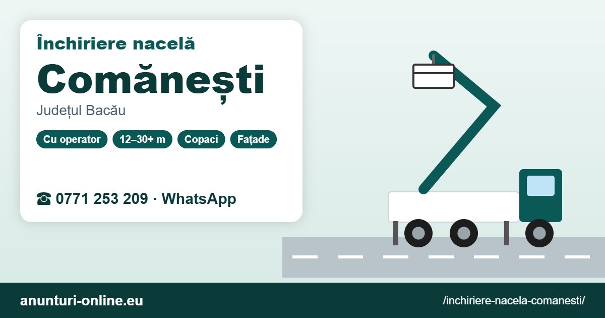 Închiriere nacelă Comănești – 0771 253 209