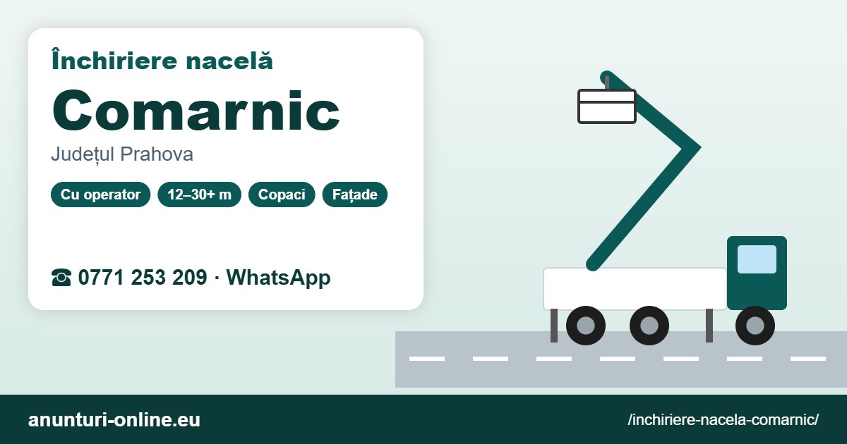 Închiriere nacelă Comarnic – 0771 253 209