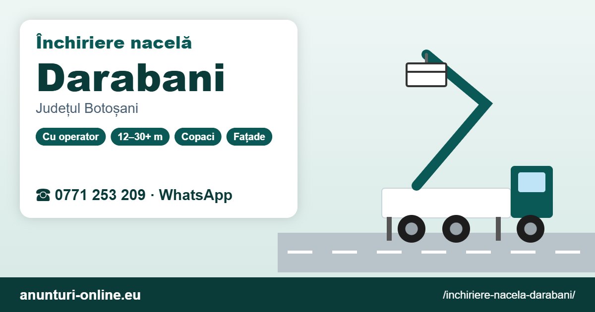 Închiriere nacelă Darabani – 0771 253 209