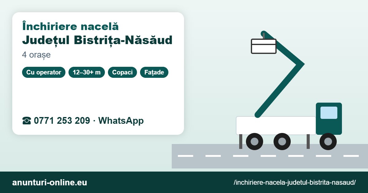 Închiriere nacelă Județul Bistrița-Năsăud – 0771 253 209