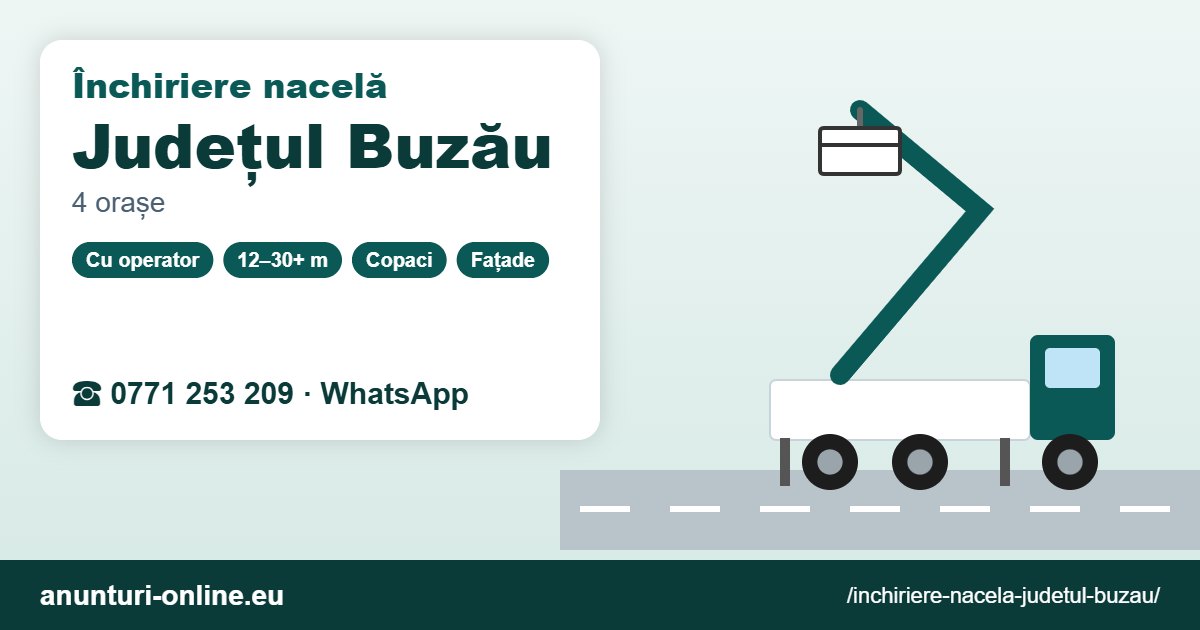 Închiriere nacelă Județul Buzău – 0771 253 209