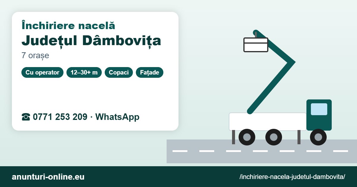 Închiriere nacelă Județul Dâmbovița – 0771 253 209