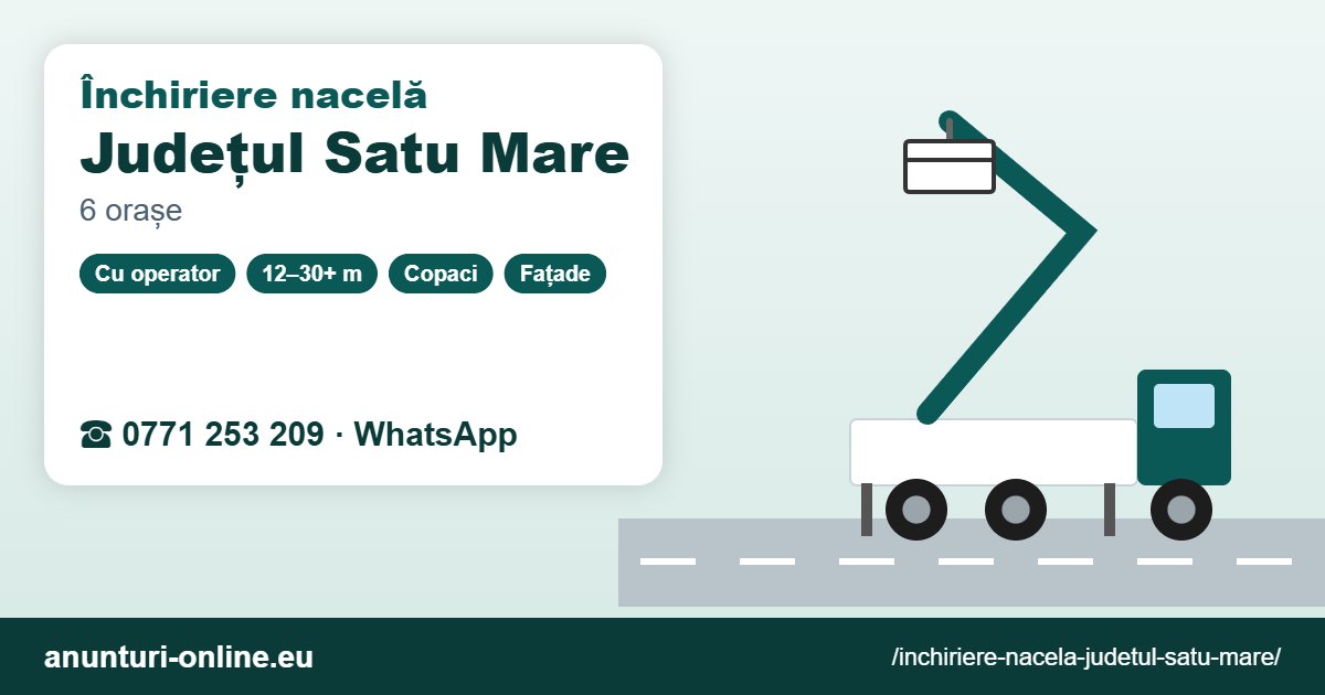 Închiriere nacelă Județul Satu Mare – 0771 253 209