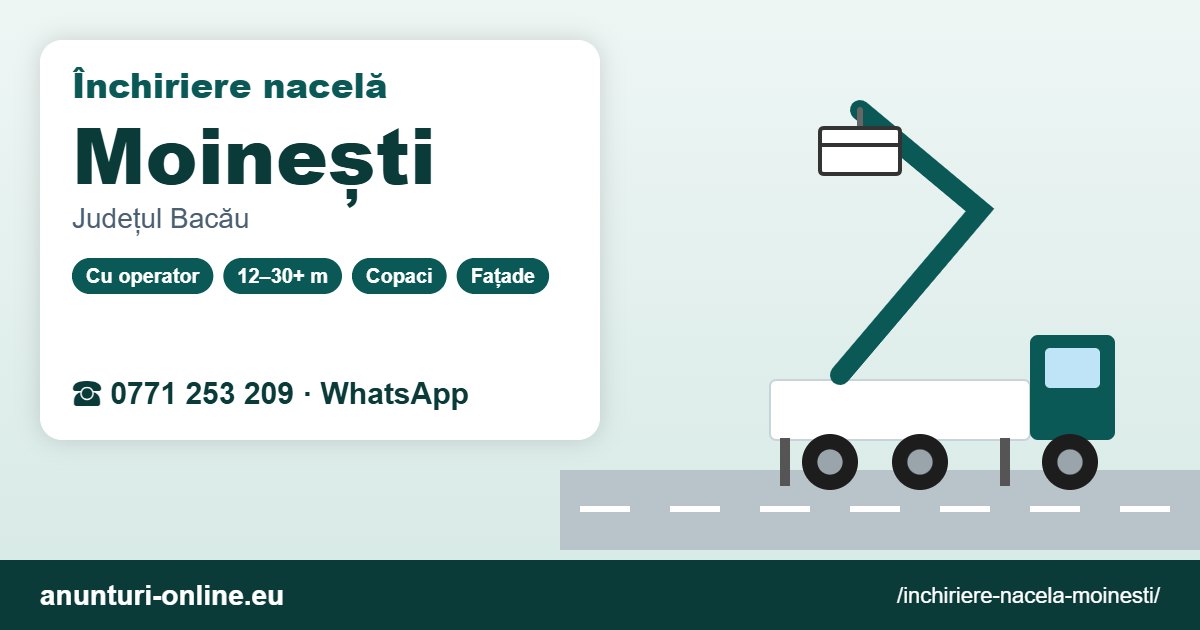 Închiriere nacelă Moinești – 0771 253 209