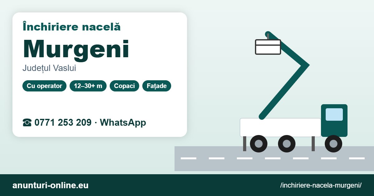 Închiriere nacelă Murgeni – 0771 253 209