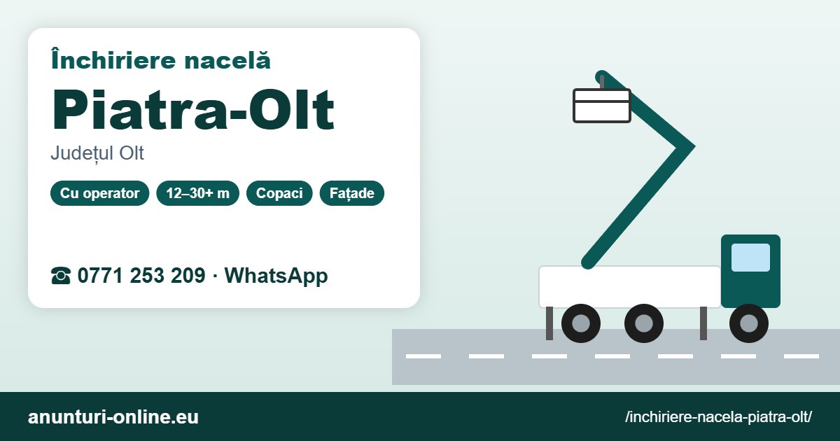 Închiriere nacelă Piatra-Olt – 0771 253 209