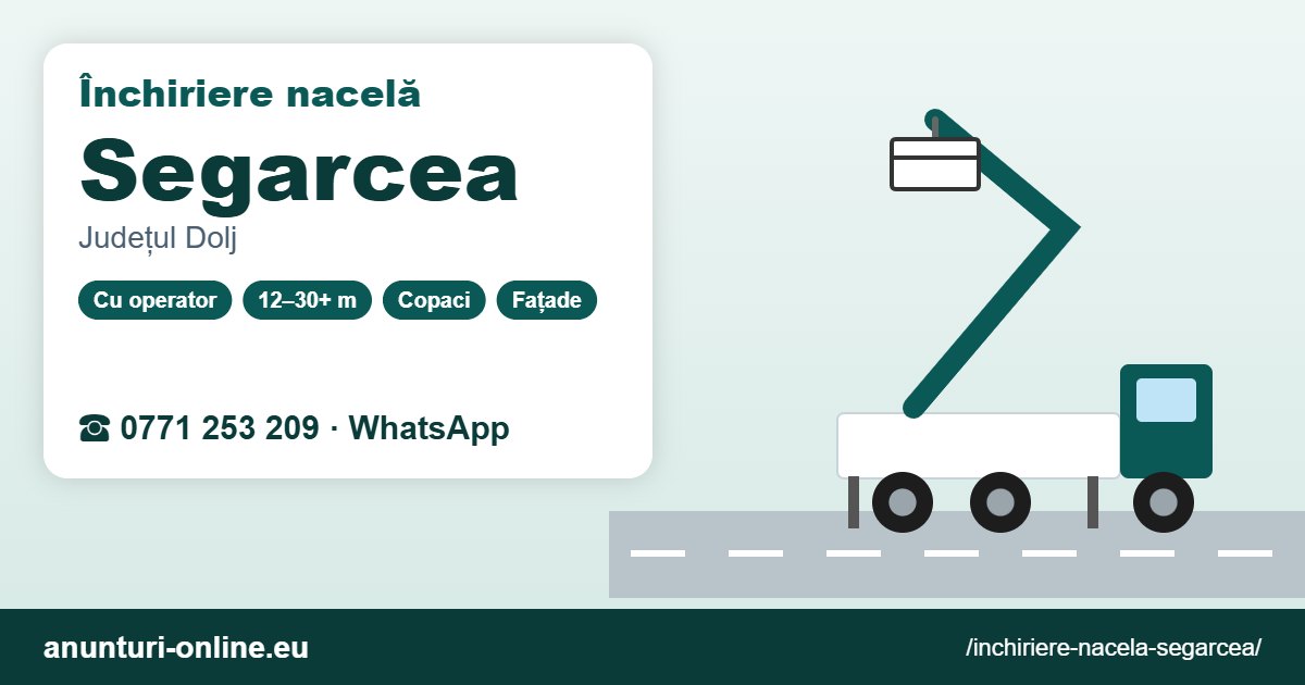 Închiriere nacelă Segarcea – 0771 253 209