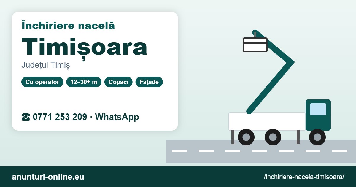Închiriere nacelă Timișoara – 0771 253 209