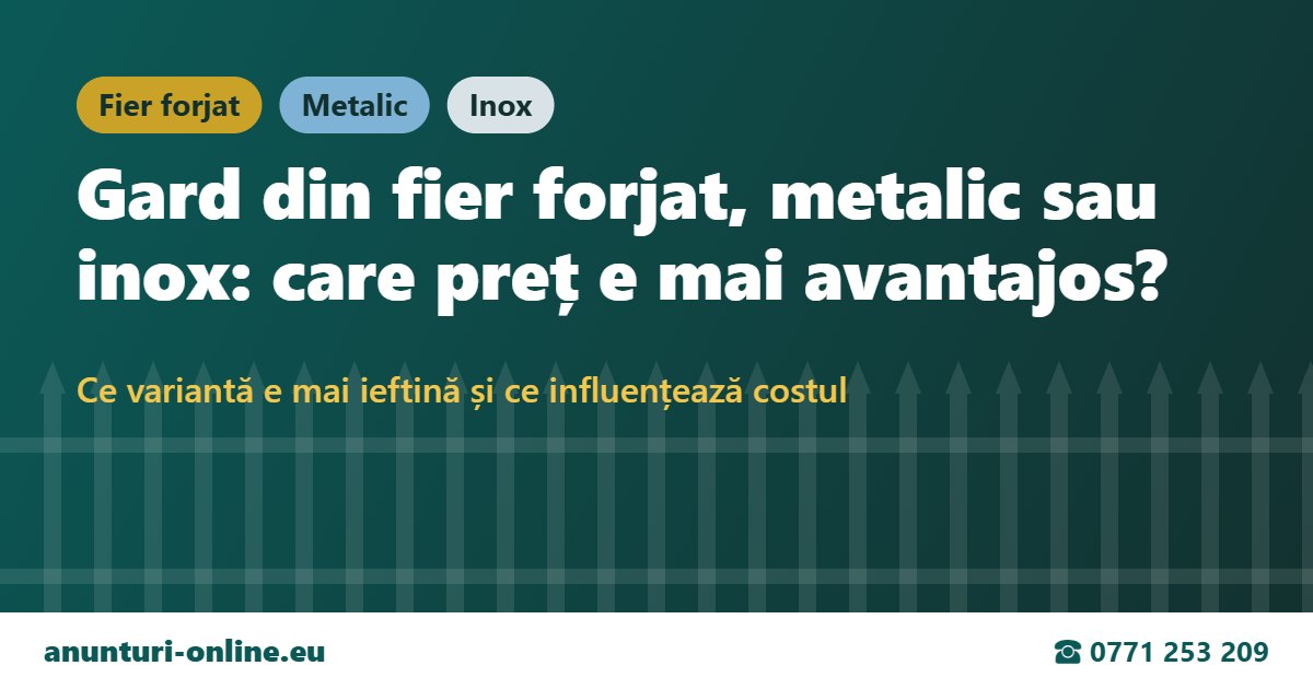 Prețul gardului din fier forjat, metalic sau inox