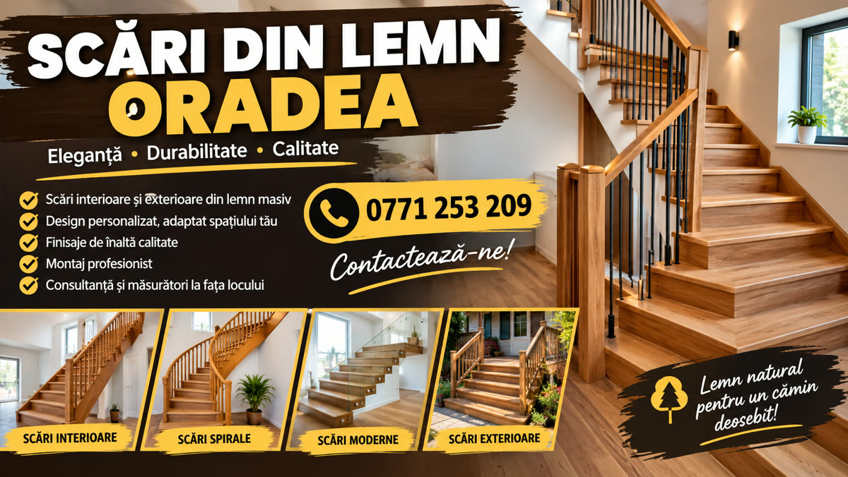 Scări din lemn Oradea, județul Bihor – interioare și exterioare din lemn masiv – 0771 253 209